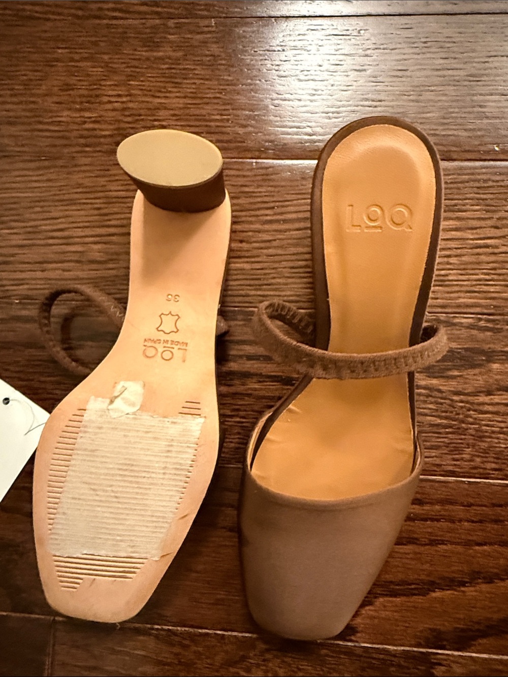 LOQ Brown Fabric Square-Toe Slingback.  Size 36 $45.00